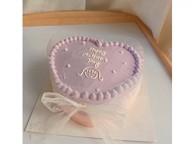 Mother's Day Heart Shape Cake - Butter/Vanilla 6 inch cake 2 layer - White ribbon